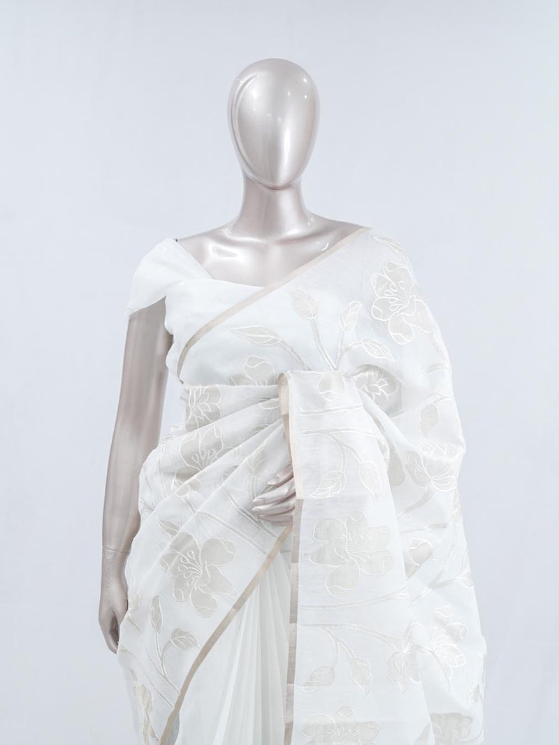 Floral embroidered glass organza saree SAN5559 A