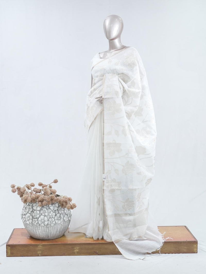 Floral embroidered glass organza saree SAN5559 A