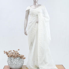 White Applique embroidery kota saree