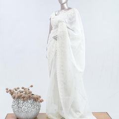 White Applique embroidery kota saree
