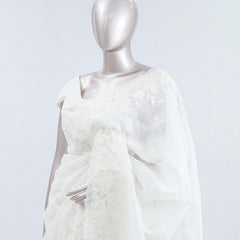 White Applique embroidery kota saree