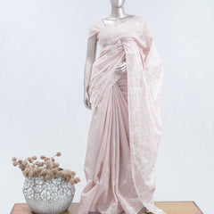 Blush pink floral embroidered raw cotton saree SAN5550  E