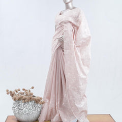 Blush pink floral embroidered raw cotton saree SAN5550  E