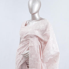 Blush pink floral embroidered raw cotton saree SAN5550  E