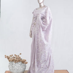 Soft lavender Abstract embroidered raw cotton saree  A1  SAN5551