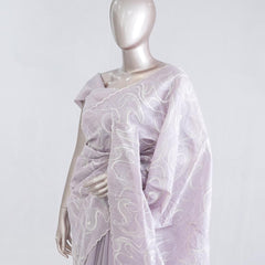 Soft lavender Abstract embroidered raw cotton saree  A1  SAN5551