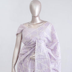 Soft lavender Geometrical embroidery raw cotton saree 6  SAN5552