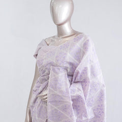 Soft lavender Geometrical embroidery raw cotton saree 6  SAN5552