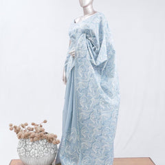 Powder blue Abstract  embroidered raw cotton saree  4 SAN5551