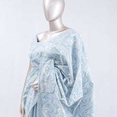 Powder blue Abstract  embroidered raw cotton saree  4 SAN5551