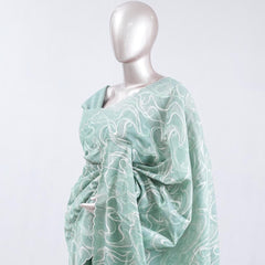 Mint green Abstract  embroidered raw cotton saree 8