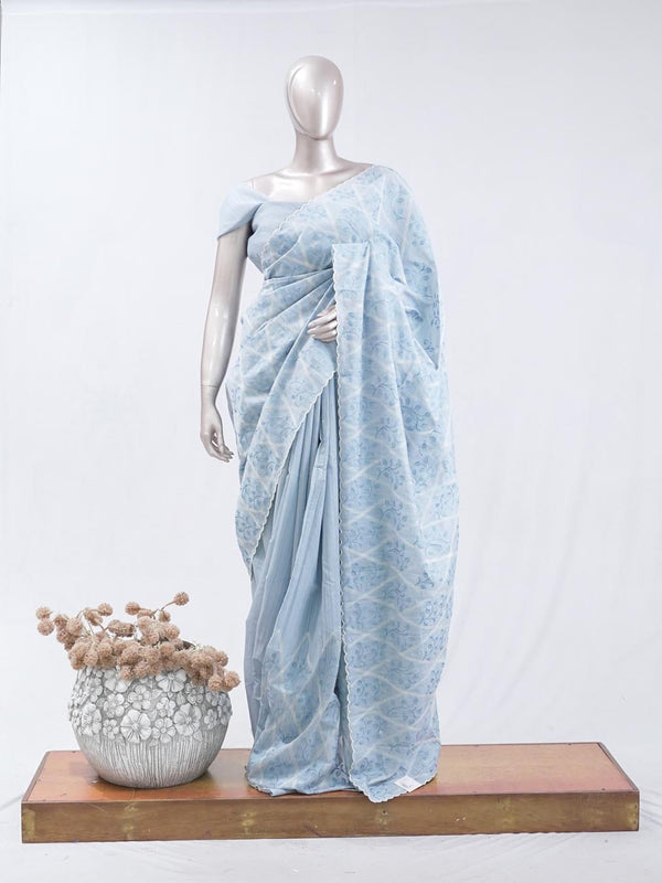 White Applique embroidery kota saree  9