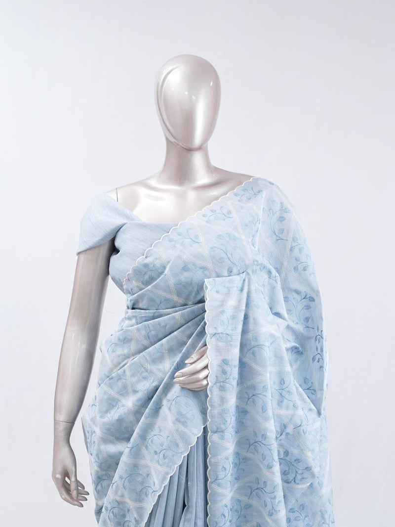 White Applique embroidery kota saree  9
