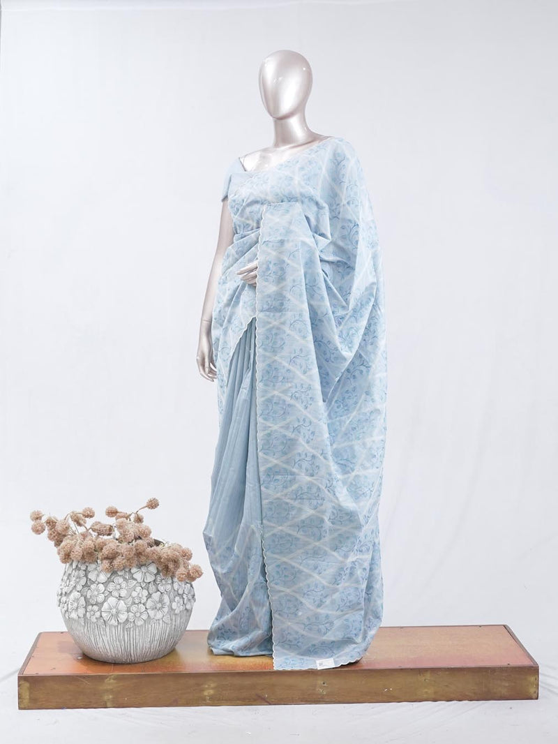 White Applique embroidery kota saree  9