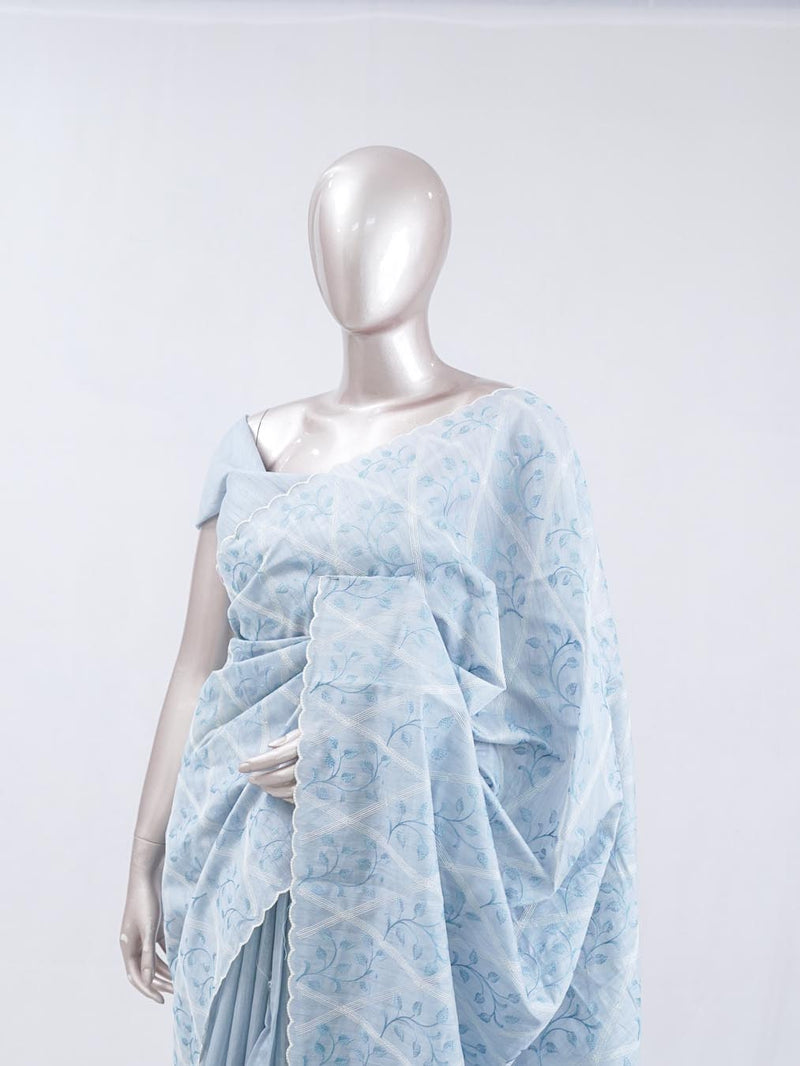 White Applique embroidery kota saree  9