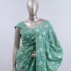 ⁠Pastel Mint Green embroidered raw cotton  SAN5550