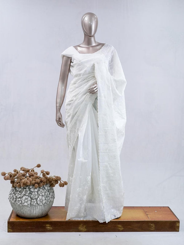 White embroidered raw cotton SAN5550