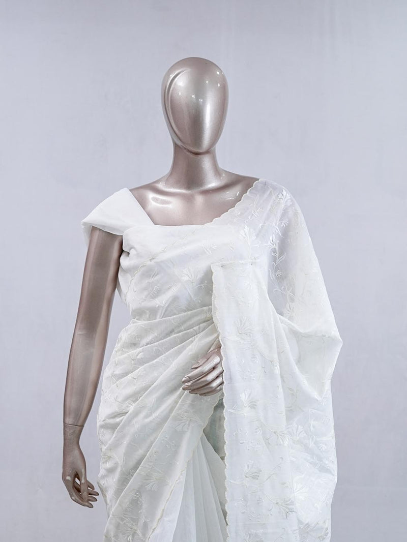 White embroidered raw cotton SAN5550