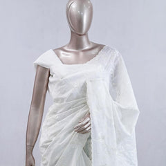 White embroidered raw cotton SAN5550