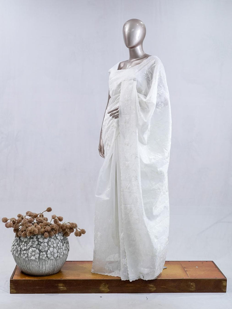 White embroidered raw cotton SAN5550