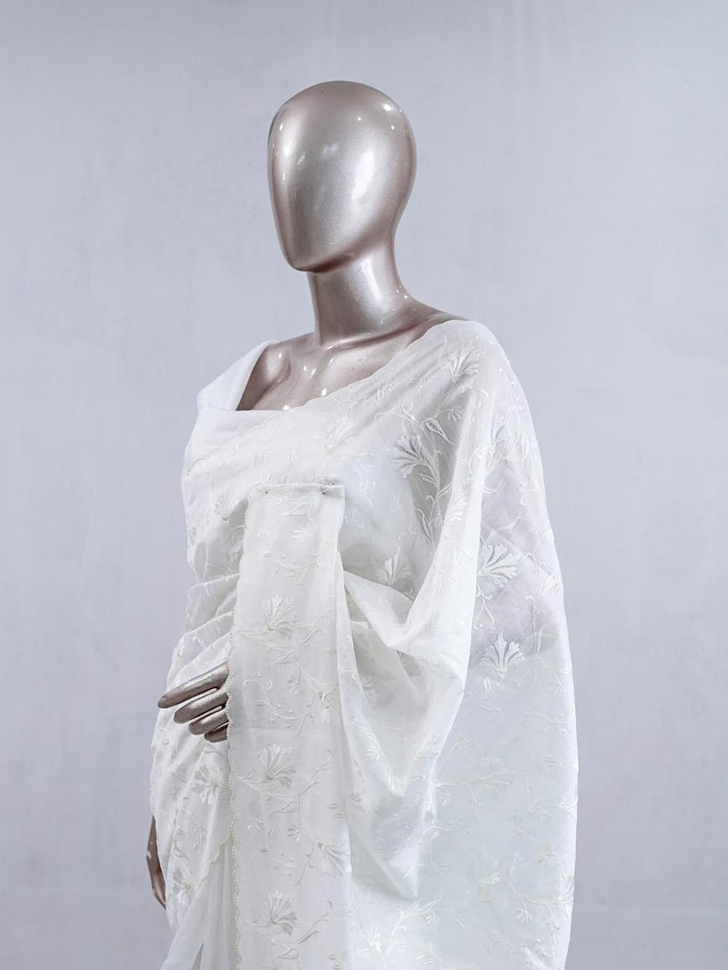 White embroidered raw cotton SAN5550