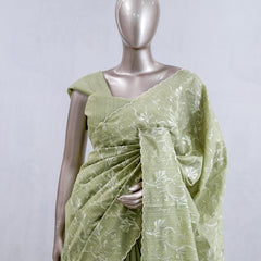 Sage Green embroidered raw cotton  SAN5550