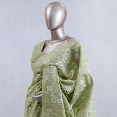 Sage Green embroidered raw cotton  SAN5550