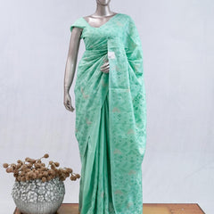 Mint green bloom art silk saree SAN5566
