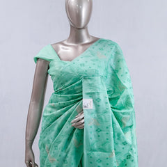 Mint green bloom art silk saree SAN5566