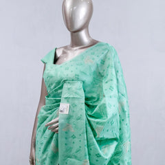 Mint green bloom art silk saree SAN5566