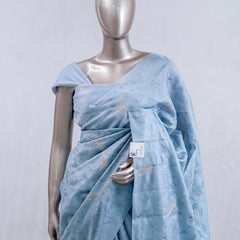Powder blue bloom art silk saree  SAN5566