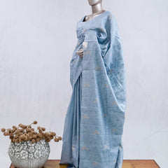 Powder blue bloom art silk saree  SAN5566