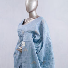 Powder blue bloom art silk saree  SAN5566