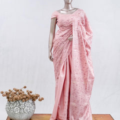 Blush pink bloom art silk saree  SAN5566