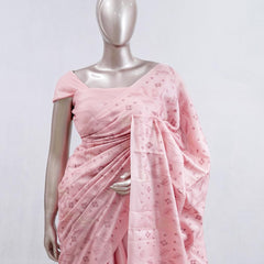 Blush pink bloom art silk saree  SAN5566