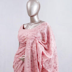 Blush pink bloom art silk saree  SAN5566