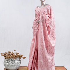 Blush pink bloom art silk saree  SAN5566
