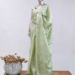 Mint green bloom art silk saree  SAN5566