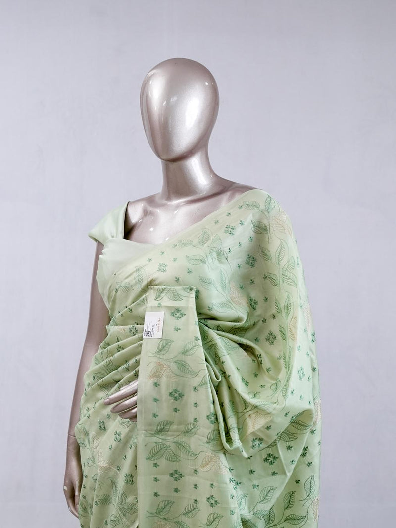 Mint green bloom art silk saree  SAN5566
