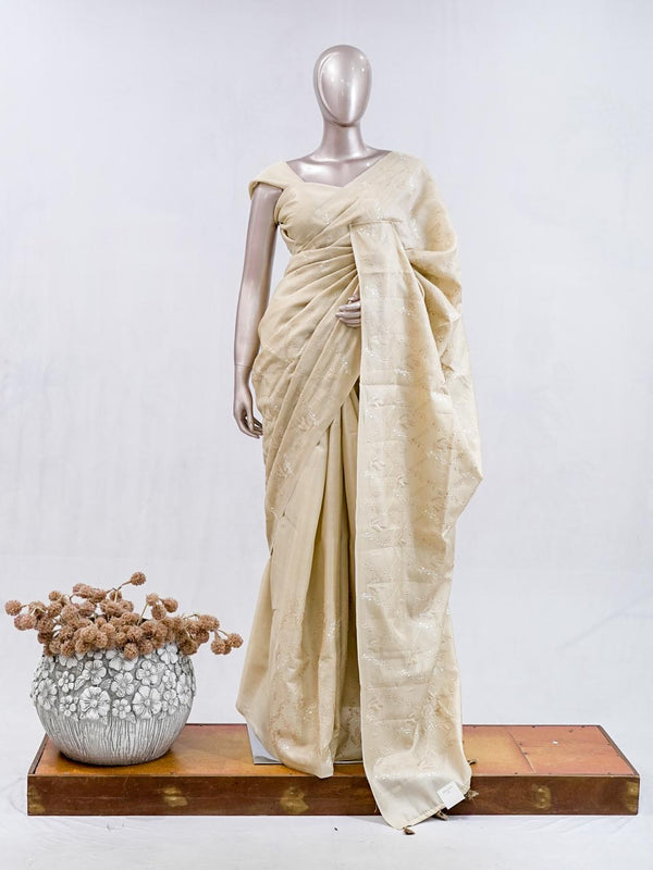 Elegant Beige Art Silk Embroidered Saree SAN5566