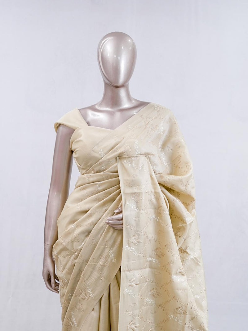 Elegant Beige Art Silk Embroidered Saree SAN5566