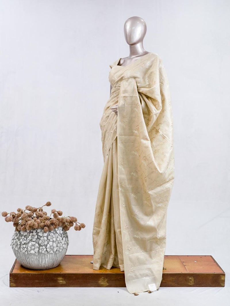 Elegant Beige Art Silk Embroidered Saree SAN5566