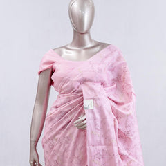 Stripe embroidered raw cotton saree   SAN5566