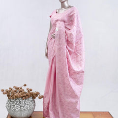 Stripe embroidered raw cotton saree   SAN5566