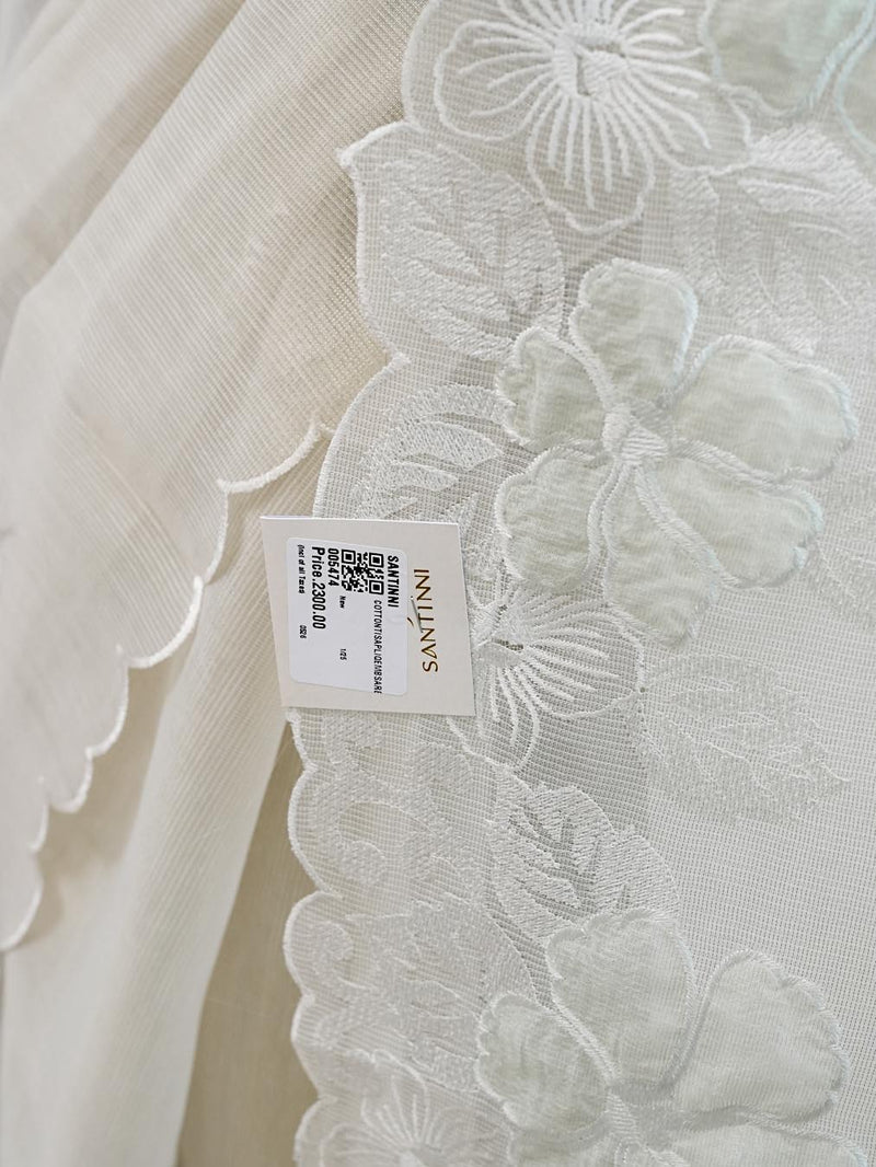 Ivory white blossom organza saree  SAN5474