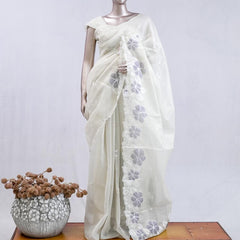 Pastel lavander blossom organza saree  SAN5474