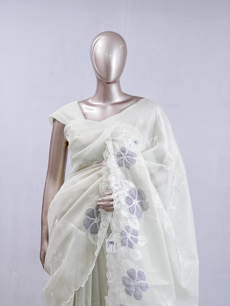 Pastel lavander blossom organza saree  SAN5474