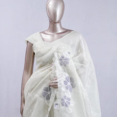 Pastel lavander blossom organza saree  SAN5474
