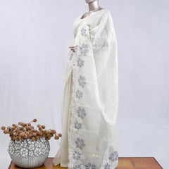 Pastel lavander blossom organza saree  SAN5474