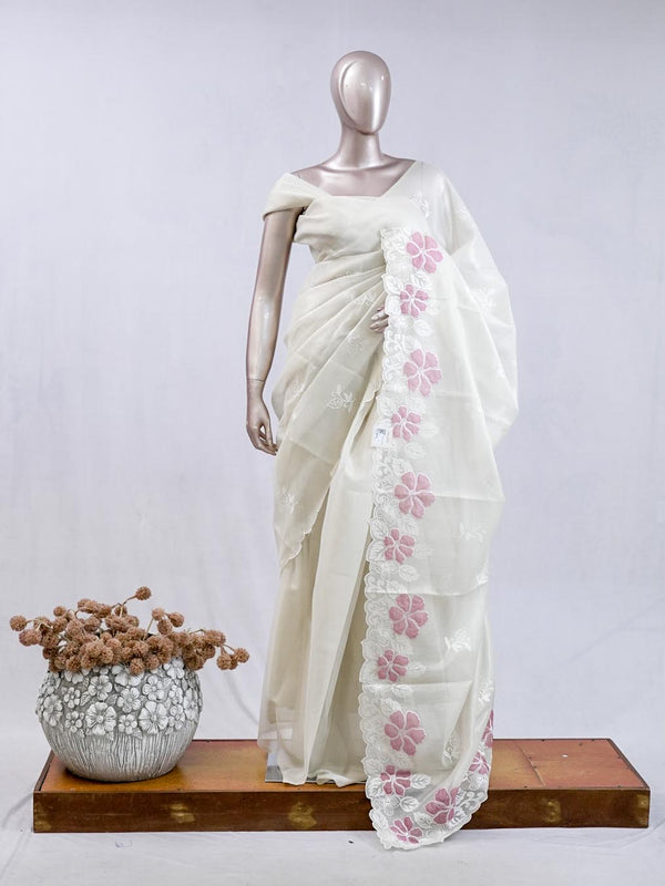 Blush Pink blossom organza SAN5474